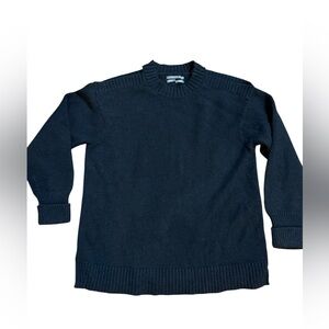 By Anthropologie Off-the-Shoulder‎ Black Sweater Cozy Knit Minimalist Sz S